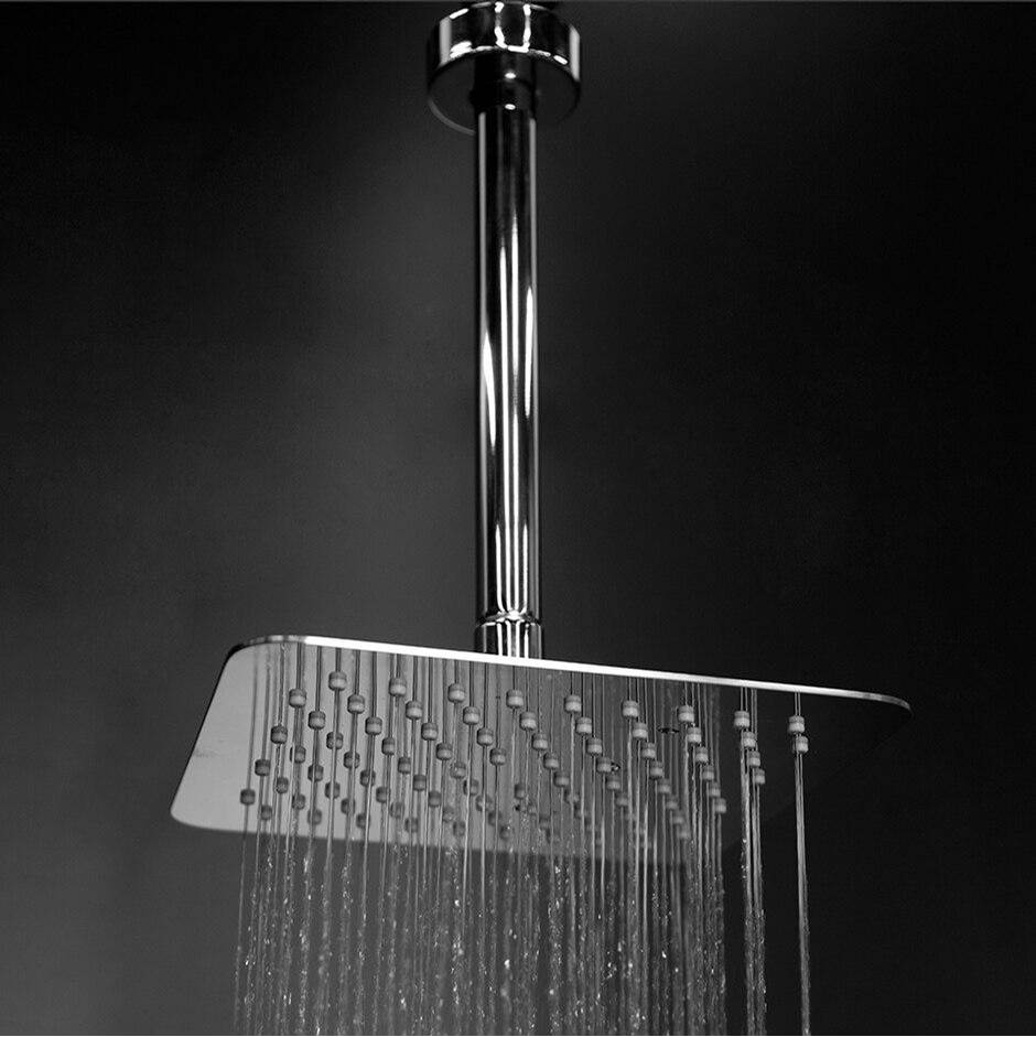 Lacava - Wall mount or ceilling mount tilting square rain shower head with ultra thin edge and flow regulator 2. - Polished Nickel