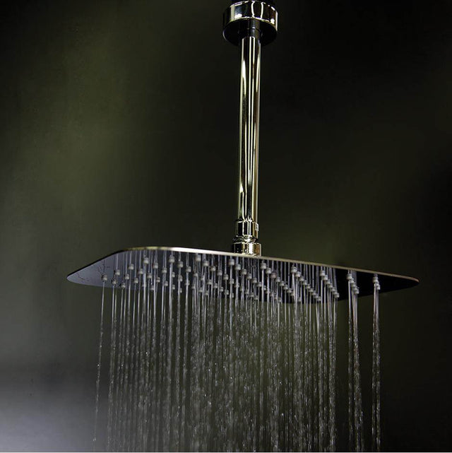 Lacava - Ceilling mount tilting square rain shower head with ultra thin edge and flow regulator  3. - Polished S Steel