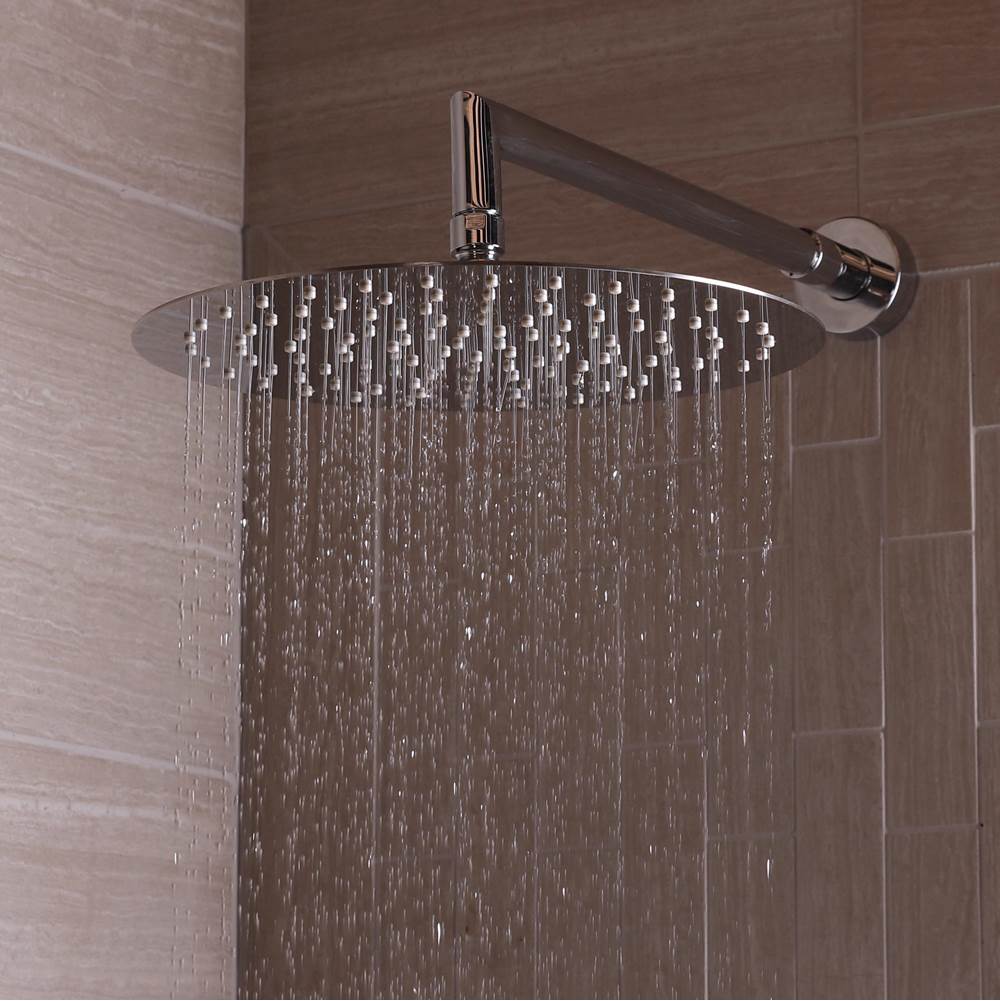 Lacava - Ceilling mount tilting round rain shower head with ultra thin edge and flow regulator 3. - Polished S Steel