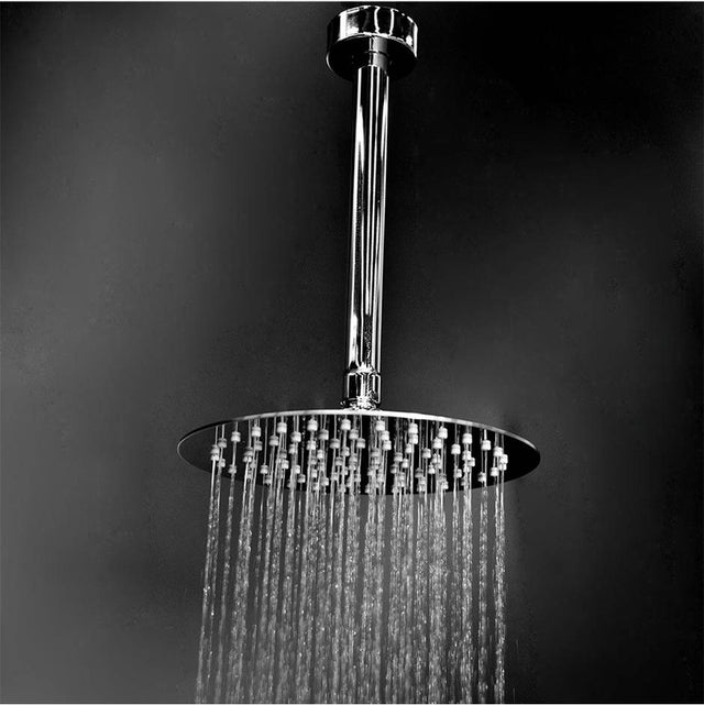Lacava - Wall mount or ceiling mount tilting round shower head with ultra thin edge and flow regulator 2. - Polished Nickel