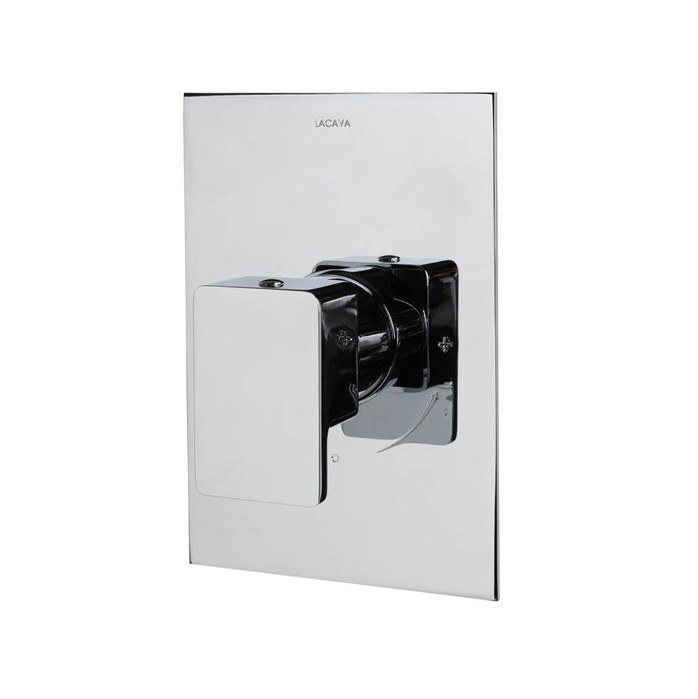 Lacava - Eleganza trim - Built-in progressive pressure balancing mixer with a lever handle and squared backplate. Water flow rate: 5.6 gpm at 43.5 psi. W: 5'', H: 7-1/4'' - Rough-in No. VPBP sold separately - Polished Nickel