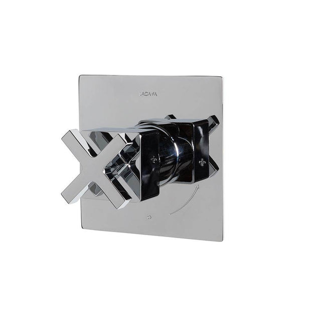Lacava - Eleganza trim - Built-in progressive pressure balancing mixer with a cross handle and squared backplate. Water flow rate: 5.6 gpm at 43.5 psi. W: 5'', H: 5'' - Rough-in No. VPBP sold separately - Polished Nickel