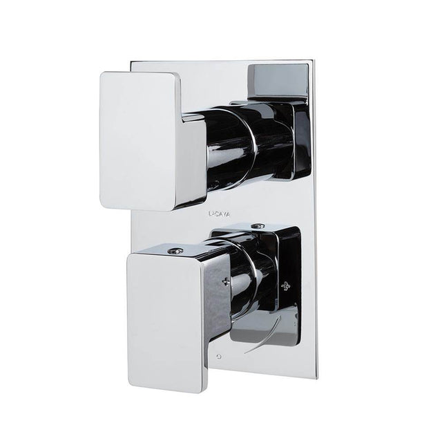 Lacava - Built-in progressive pressure balancing mixer  with 3- way diverter, two lever handles and a retangular backplate. Water flow rate: 5.6 gpm at 45 psi. - Polished Nickel