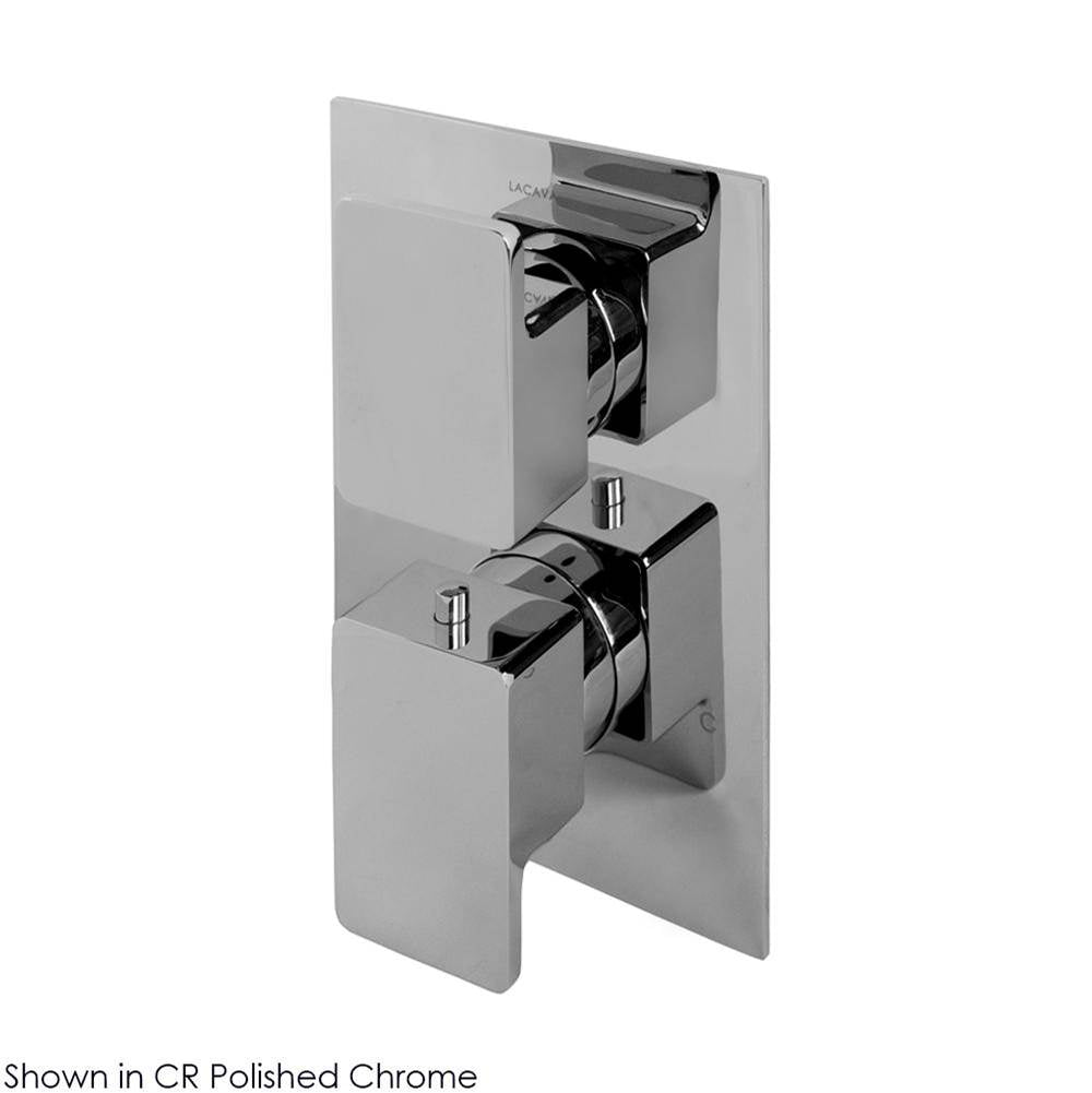 Lacava - TRIM ONLY - Thermostatic Valve w/1 way volume, GPM 9 (60PSI) with rectangular back plate and 2 stacked lever handles - Polished Nickel