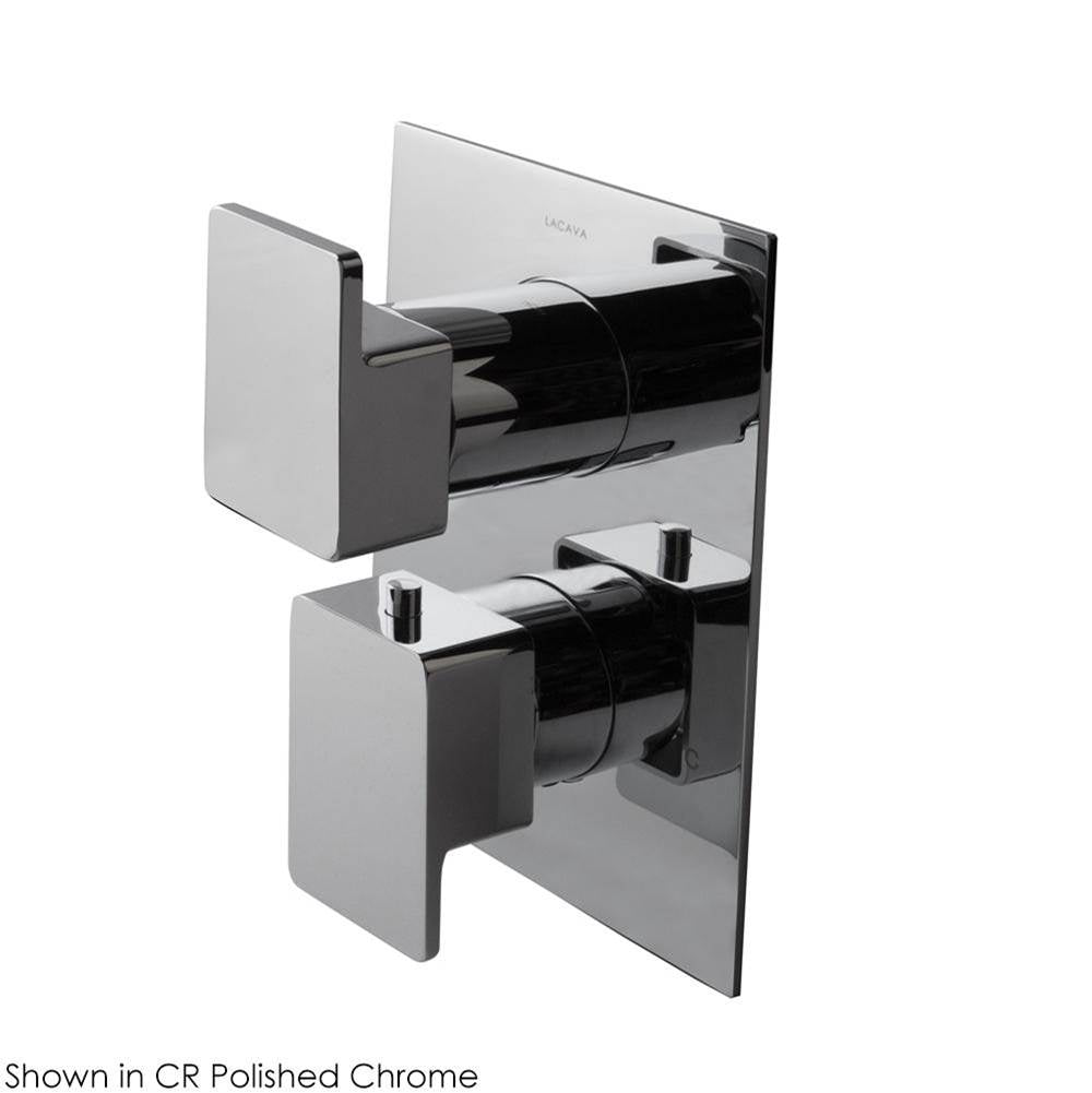 Lacava - TRIM ONLY - Thermostatic Valve w/3 way diverter + OFF,  GPM 8 (60PSI) with rectangular back plate and 2 stacked lever  handles - Polished Nickel