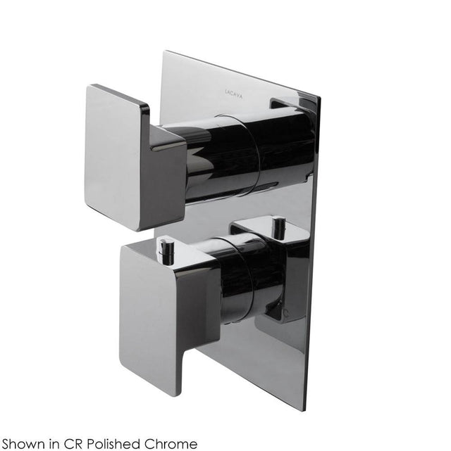 Lacava - TRIM ONLY - Thermostatic Valve w/3 way diverter + OFF,  GPM 8 (60PSI) with rectangular back plate and 2 stacked lever  handles - Polished Nickel