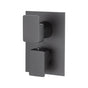 Lacava - TRIM ONLY - Thermostatic Valve w/ 3 way shared diverter + OFF,  GPM 8 (60PSI) with rectangular back plate and 2 stacked lever  handles - Matte Black