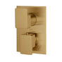 Lacava - TRIM ONLY - Thermostatic Valve w/ 2 way shared diverter + OFF,  GPM 8.5 (60PSI) with rectangular back plate and 2 stacked lever handles - Brushed Gold