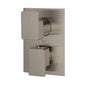 Lacava - TRIM ONLY - Thermostatic Valve w/ 3 way shared diverter + OFF,  GPM 8 (60PSI) with rectangular back plate and 2 stacked lever  handles - Brushed Nickel