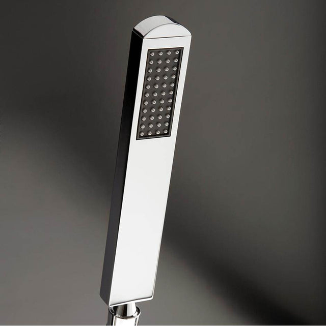 Lacava - Hand-held rounded rectangle shower head with 59'' flexible hose, rain jet - Polished Chrome
