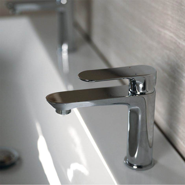 Lacava - Deck-mount single hole faucet with lever handle. Water flow rate: 1.2GPM pressure compensating aerator. H: 6 1/2'', SPOUT: 5''. - Brushed Nickel