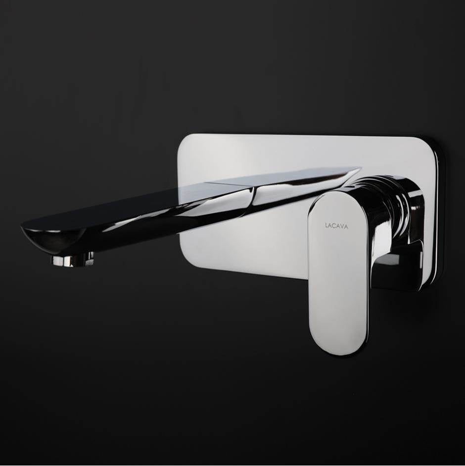 Lacava - TRIM - Wall-mount two-hole faucet with one level handle and backplate. - Brushed Nickel