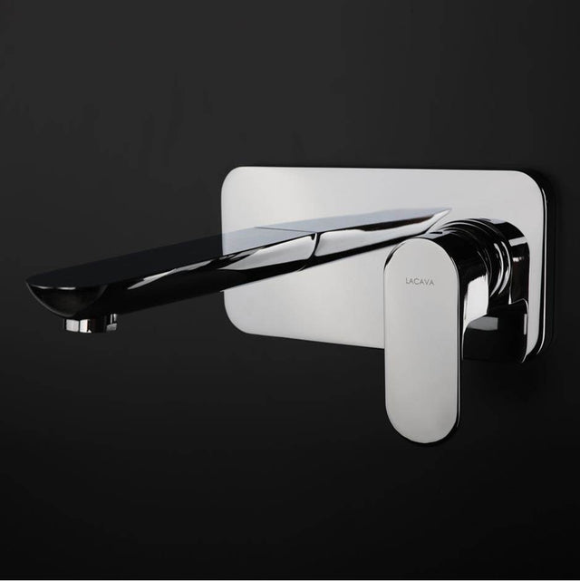 Lacava - TRIM - Wall-mount two-hole faucet with one level handle and backplate. - Brushed Nickel