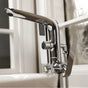 Lacava - Floor-standing single-hole tub filler with single lever handle, two-way diverter, and hand-held shower with 59-inch flexible hose. - Brushed Nickel