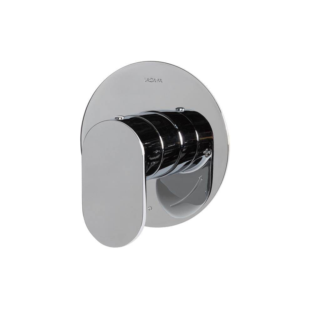 Lacava - Flou trim - Built-in progressive pressure balancing mixer with a lever handle and round backplate. Water flow rate: 5.6 gpm at 43.5 psi. DIAM: 5'' - Rough-in No. VPBP sold separately - Brushed Nickel