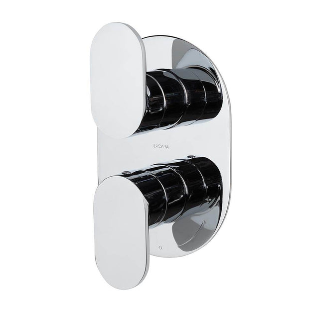 Lacava - Built-in progressive pressure balancing mixer with 2-way diverter, two lever handles and an oval backplate. Water flow rate: 5.6 gpm at 45 psi. - Brushed Nickel
