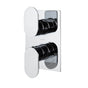 Lacava - Flou trim - Built-in progressive pressure balancing mixer with volume control, two lever handles and a rectangular backplate. Water flow rate: 4.2 gpm at 43.5 psi. Rough-in No. VPBP1 sold separately. W: 5-1/8'', H: 7-1/4'' - Brushed Nickel