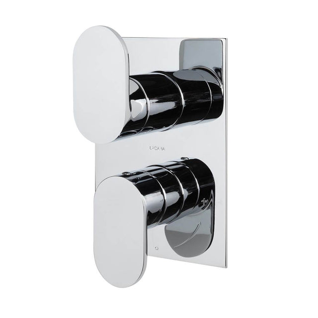 Lacava - Built-in progressive pressure balancing mixer  with 3- way diverter, two  lever handles and a retangular backplate. Water flow rate: 5.6 gpm at 45 psi. - Brushed Nickel