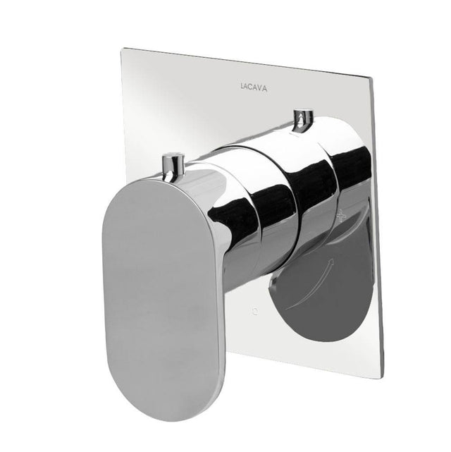 Lacava - TRIM ONLY - Thermostatic Valve GPM 10 (60PSI) with rectangular back plate and oval lever handle - Brushed Nickel