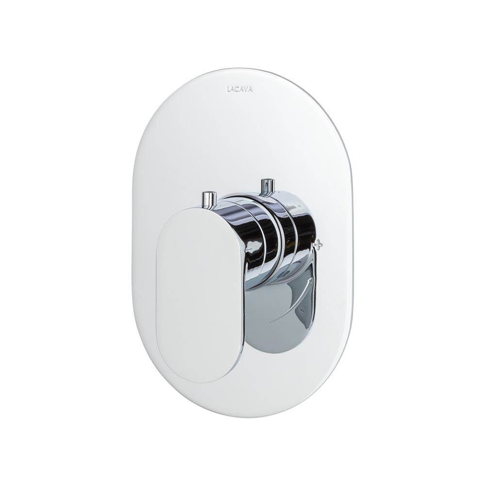 Lacava - TRIM ONLY - Thermostatic Valve GPM 10 (60PSI) with oblong back plate and oval lever handle - Brushed Nickel