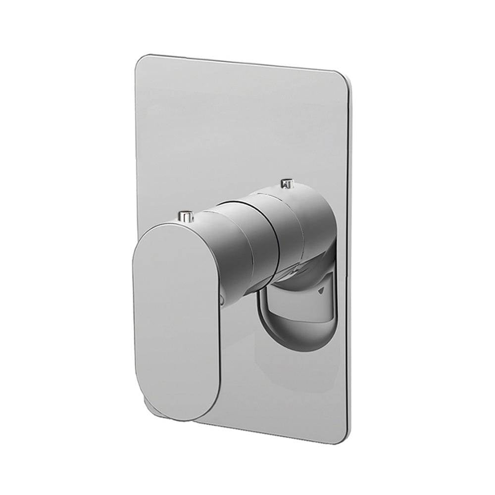 Lacava - TRIM ONLY - Thermostatic Valve GPM 10 (60PSI) with rectangular back plate and oval lever handle - Brushed Nickel