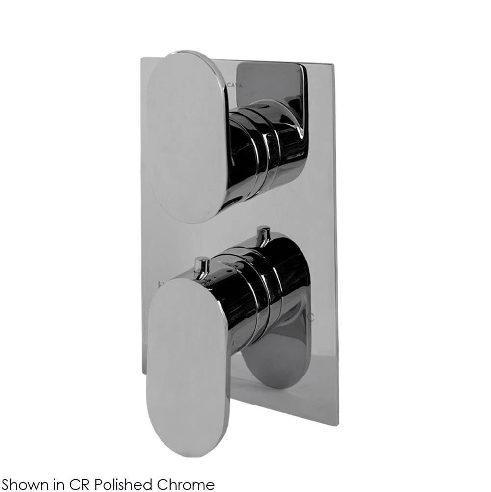 Lacava - TRIM ONLY - Thermostatic Valve w/2 way diverter + OFF,  GPM 8.5 (60PSI) with rectangular back plate and 2 stacked oval lever handles - Brushed Nickel