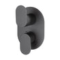 Lacava - TRIM ONLY - Thermostatic Valve w/ 3 way shared diverter + OFF,  GPM 8 (60PSI) with oblong back plate and 2 stacked oval lever handles - Matte Black
