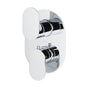Lacava - TRIM ONLY - Thermostatic Valve w/ 3 way shared diverter + OFF,  GPM 8 (60PSI) with oblong back plate and 2 stacked oval lever handles - Polished Chrome