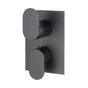 Lacava - TRIM ONLY - Thermostatic Valve w/ 3 way shared diverter + OFF,  GPM 8 (60PSI) with rectangular back plate and 2 stacked oval lever handles - Matte Black