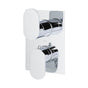 Lacava - TRIM ONLY - Thermostatic Valve w/ 3 way shared diverter + OFF,  GPM 8 (60PSI) with rectangular back plate and 2 stacked oval lever handles - Polished Chrome