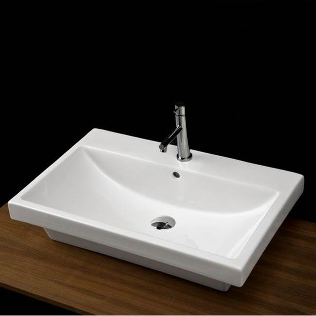 Lacava - wall-mounted porcelain Bathroom Sink with overflow with 01 - one faucet hole, 02 - two faucet holes, 03 - three faucet holes in 8'' spread. - White