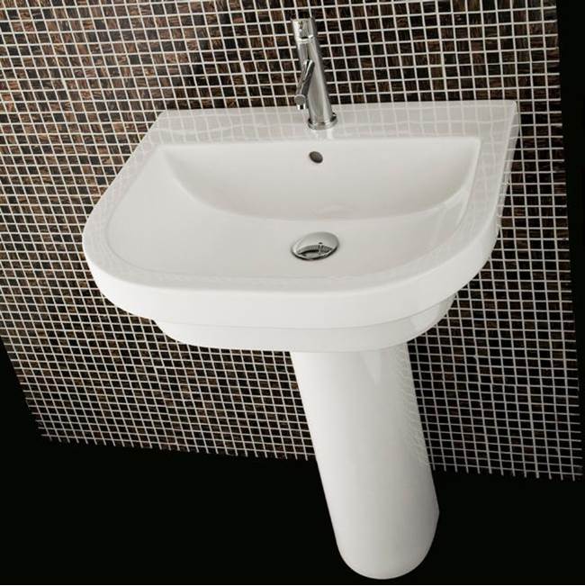 Lacava - Drop-in or wall-mounted Bathroom Sink with overflow and with 01 - one faucet hole, 02 - two faucet holes, 03 - three faucet holes in 8'' spread. - White