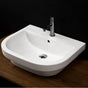 Lacava - Drop-in or wall-mounted Bathroom Sink with overflow and with 01 - one faucet hole, 02 - two faucet holes, 03 - three faucet holes in 8'' spread. - White
