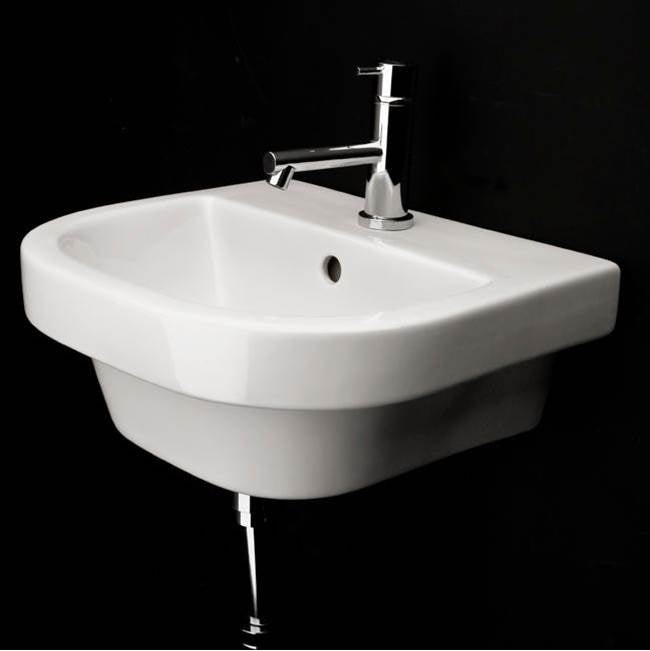 Lacava - Wall-mounted or drop-in porcelain Bathroom Sink with overflow and with  01 - one faucet hole - White