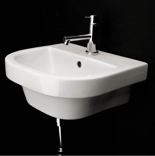 Lacava - Wall-mounted or drop-in porcelain Bathroom Sink with overflow and with  01 - one faucet hole - White