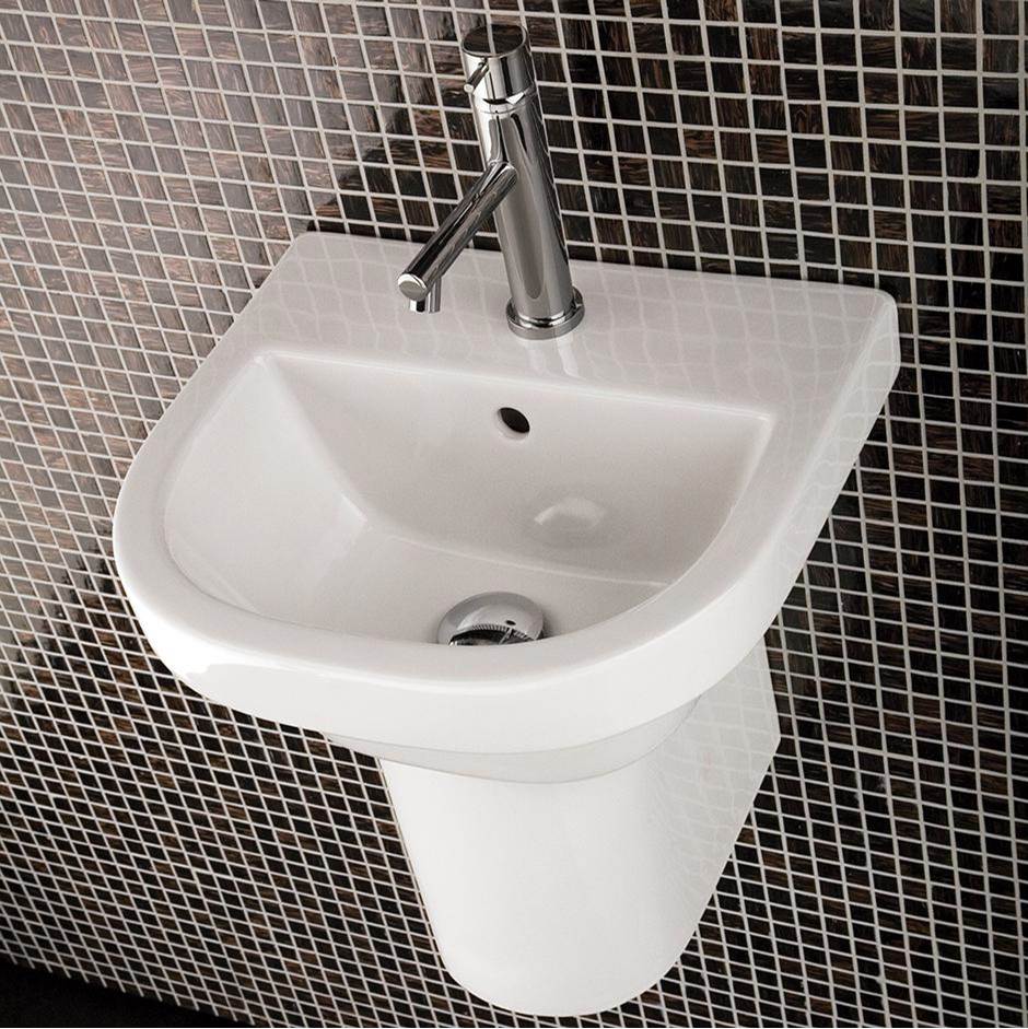 Lacava - Wall-mounted or drop-in porcelain Bathroom Sink with overflow and with  01 - one faucet hole - White
