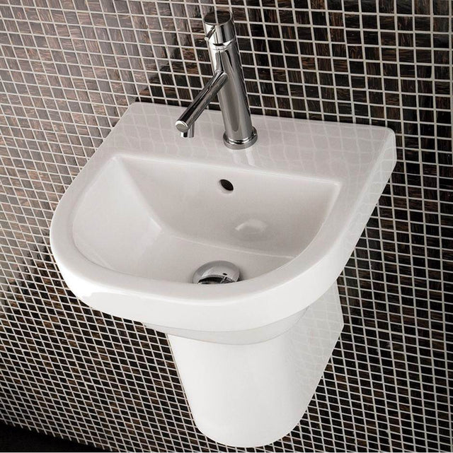 Lacava - Wall-mounted or drop-in porcelain Bathroom Sink with overflow and with  01 - one faucet hole - White