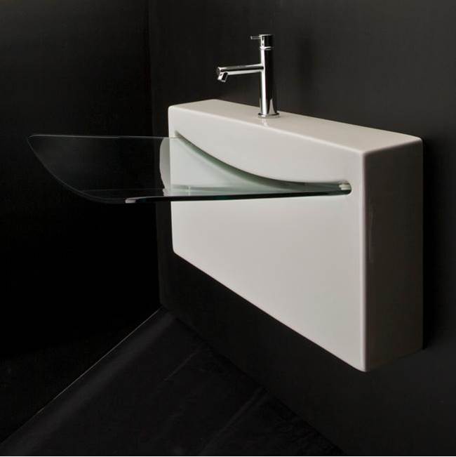 Lacava - Wall-mount porcelain and glass Bathroom Sink with one faucet hole, no overflow. - White