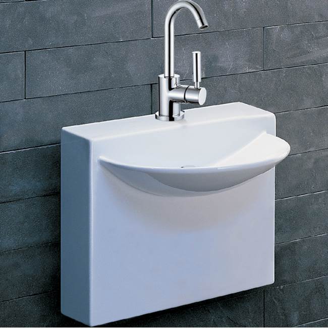 Lacava - Wall-mount porcelain Bathroom Sink with one faucet hole, no overflow. - White