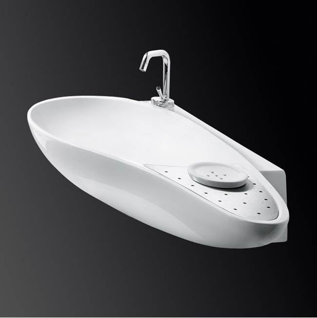 Lacava - Wall-mount porcelain Bathroom Sink without faucet hole, no overflow. Unfinished back.38 1/2''W, 19''D, 6 1/2''H - White