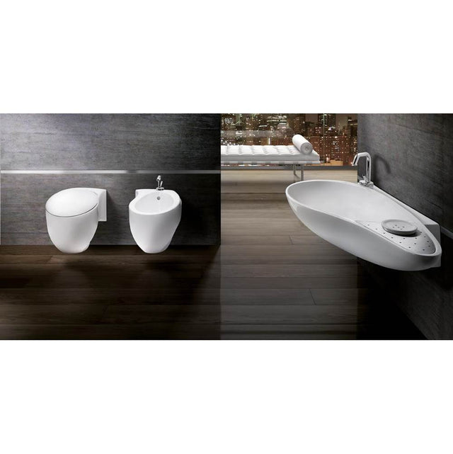 Lacava - Wall-mount porcelain Bathroom Sink ready for one faucet hole on the left, no overflow.Unfinished back. W:38 1/2'', D:19'', H: 6 1/2'' - White