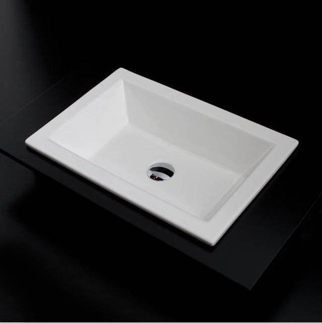 Lacava - Self-rimming porcelain Bathroom Sink without an overflow. Unglazed exterior. W: 23 5/8'', D: 15 3/4'', H: 5 1/2'' - White
