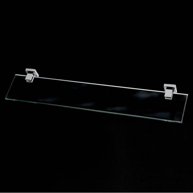 Lacava - Wall-mount  clear glass shelf with chrome plated brass brackets.W: 23 5/8'' D: 4 3/4'' - Brushed Nickel