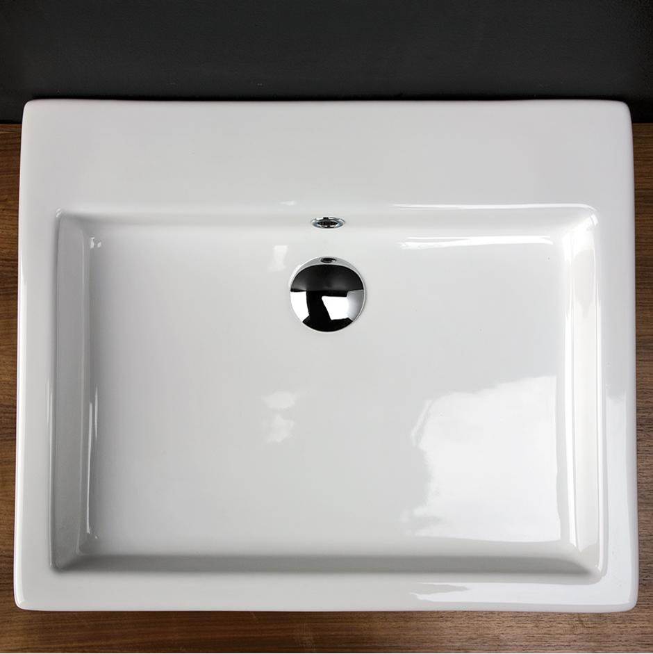 Lacava - Wall-mounted or above-counter porcelain Bathroom Sink with overflow - White