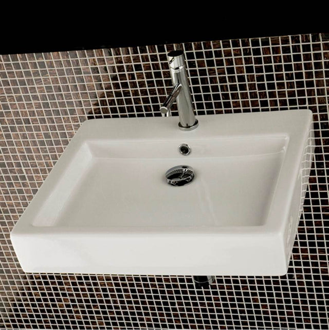 Lacava - Wall-mounted or above-counter porcelain Bathroom Sink with overflow - White