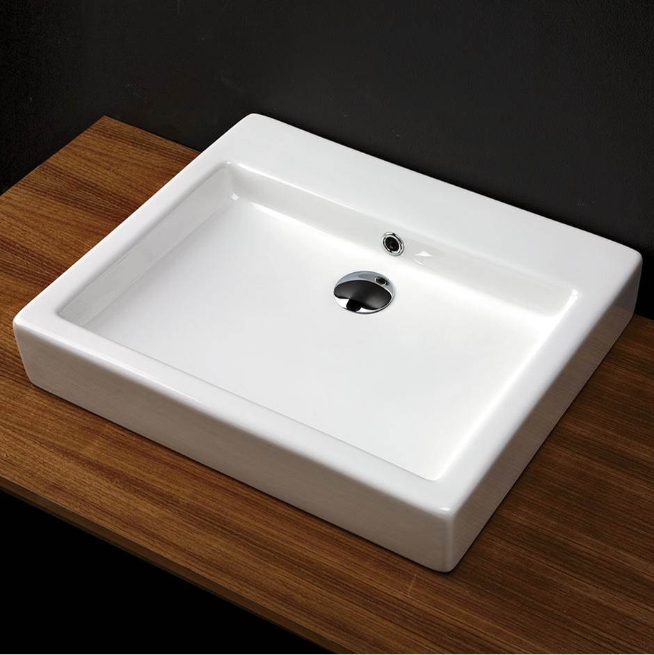Lacava - Wall-mount or above-counter porcelain Bathroom Sink with an overflow - White