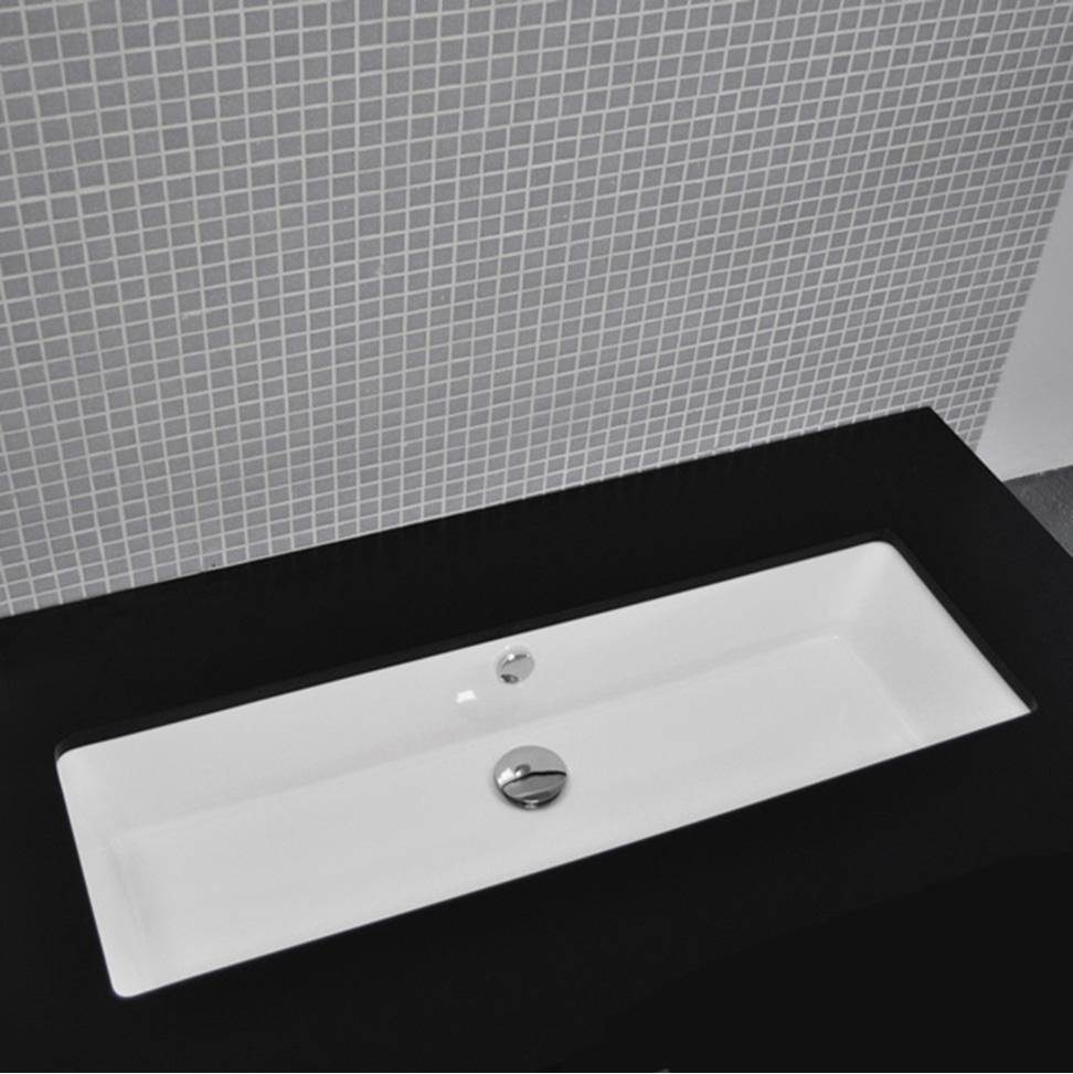 Lacava - Under-counter porcelain Bathroom Sink with glazed exterior and overflow, 35 in W, 13 3/8 in D, 7 1/4 in H - White