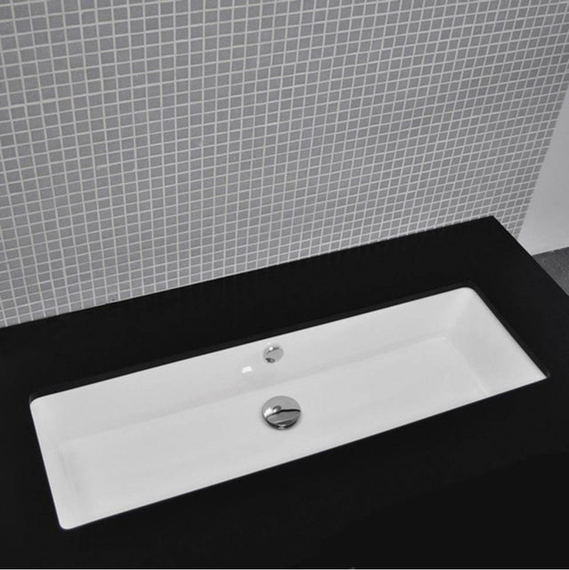 Lacava - Under-counter porcelain Bathroom Sink with glazed exterior and overflow, 35 in W, 13 3/8 in D, 7 1/4 in H - White
