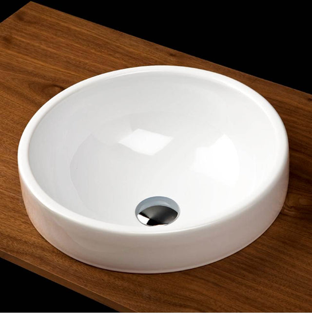 Lacava - Self-rimming porcelain Bathroom Sink  with an overflow.Finished back. 16 3/4''DIAM, 6 3/8''H - White
