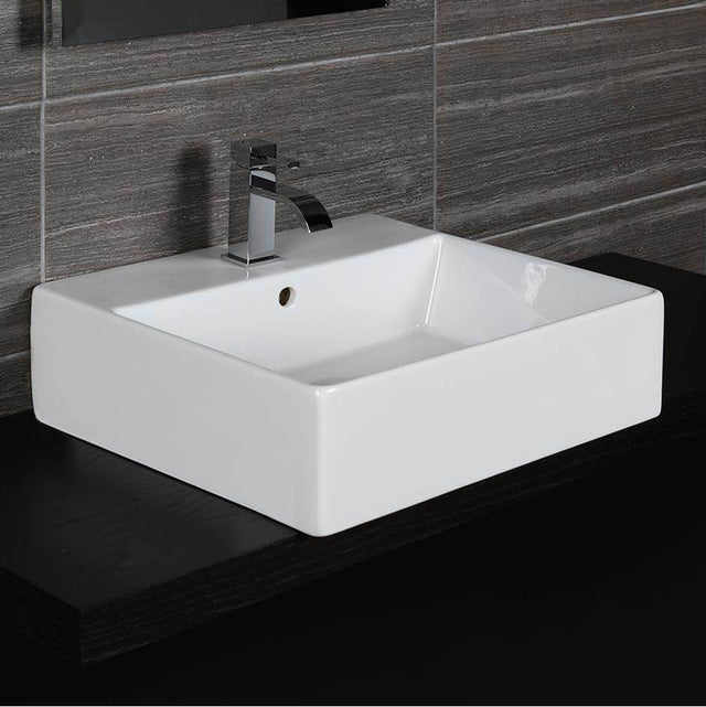 Lacava - Wall-mount or above-counter porcelain Bathroom Sink with an overflow. - White